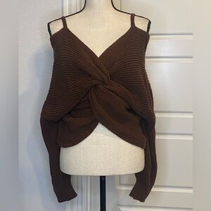 Brown Front Knot Sweater